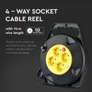 10m Extender-splitter 4 sockets, IP20 16A 250V 3680W, V-TAC