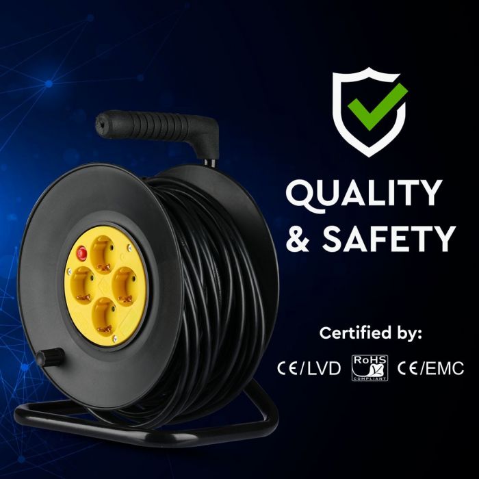 25m Pistikupesa jaotur 4 pistikupesa, IP20 16A 250V 3680W, V-TAC