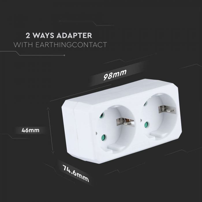Адаптер 2x16A, IP20, 2300 Вт, AC:250V, V-TAC