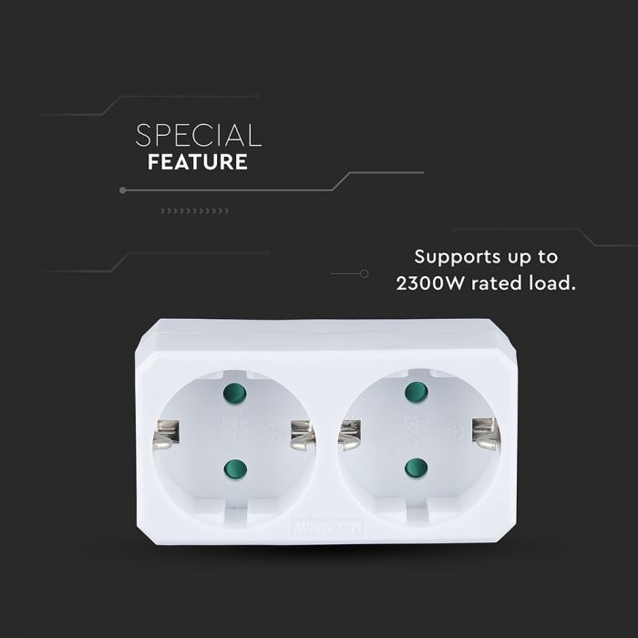 Адаптер 2x16A, IP20, 2300 Вт, AC:250V, V-TAC