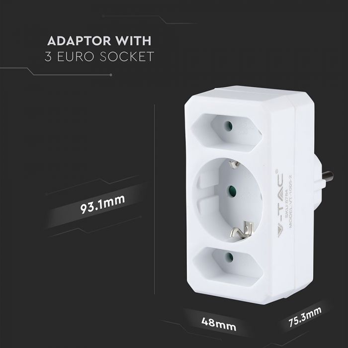 Adapteris 16A 250V 3680W, V-TAC