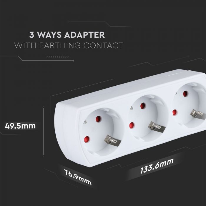 Adapter 3x16A, IP20, 3680W, AC:250V, V-TAC