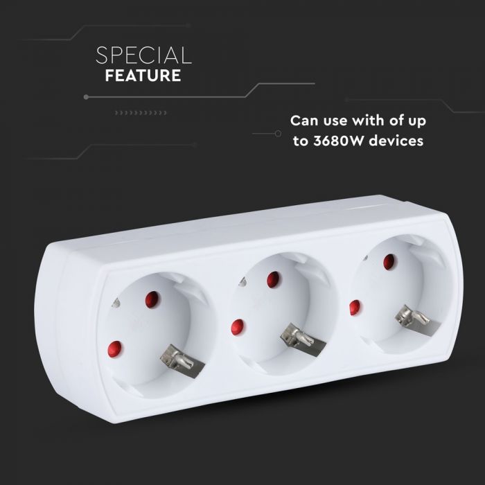 Adapter 3x16A, IP20, 3680W, AC:250V, V-TAC