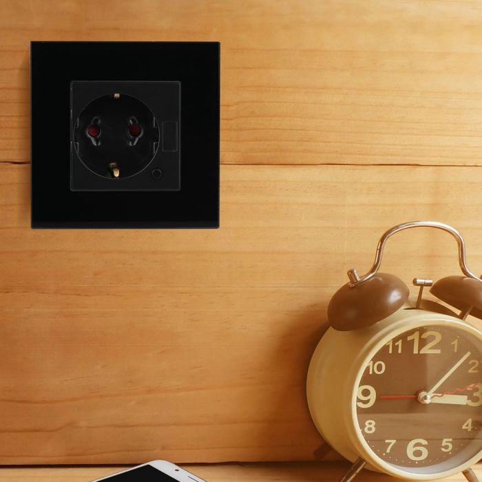 V-TAC wifi-aktiverat EU-uttag, kompatibelt med Smart Home-appen, via App och Alexa/Google Home, svart