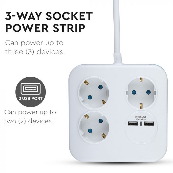 Adapter USB-ga, 16A, 3680W, AC:230V, IP20, V-TAC