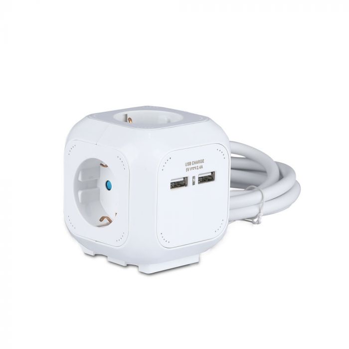 Adapter with USB, 16A, 3680W, AC:230V, IP20, V-TAC