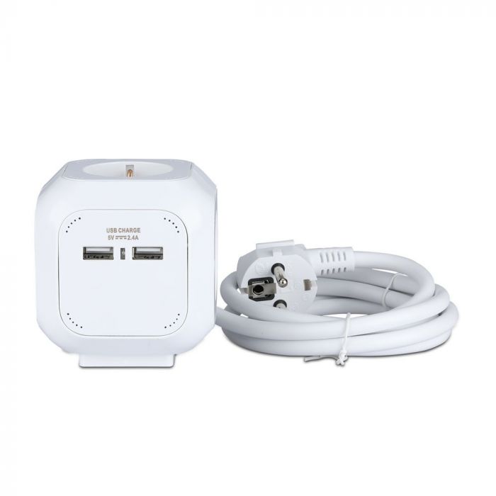 Adapter with USB, 16A, 3680W, AC:230V, IP20, V-TAC