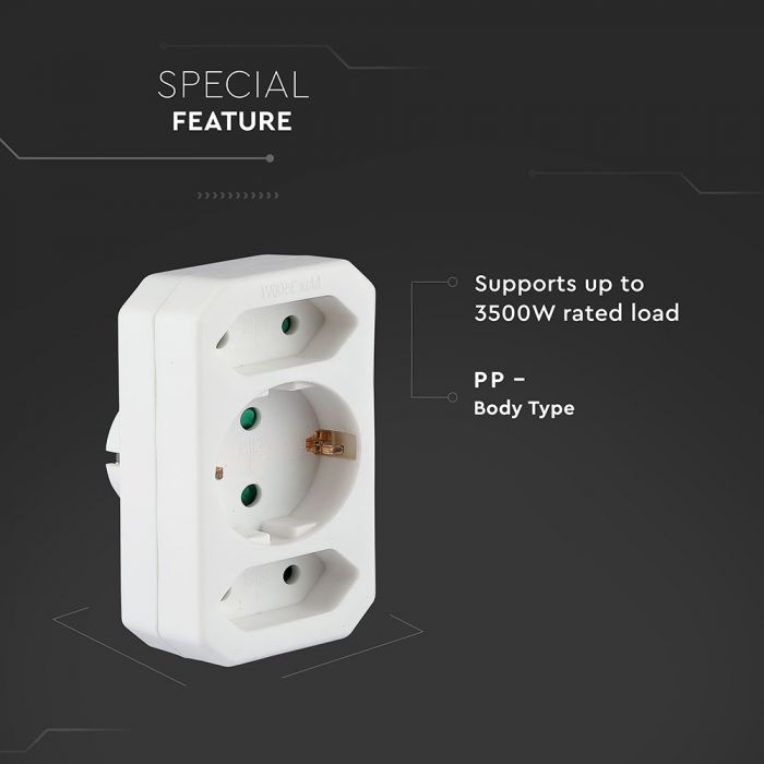 Adapter 16A/16A, 3500W, AC:230V, IP20, V-TAC