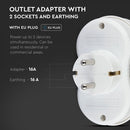 Adapteris 16A, 3680W, AC:230V, IP20, V-TAC