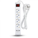 Удлинитель 1,4 м, 4 розетки, IP20 16A 250V 3680W, 2 USB, V-TAC