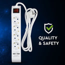 Удлинитель 1,4 м, 4 розетки, IP20 16A 250V 3680W, 2 USB, V-TAC