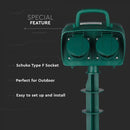 V-TAC 3m Pagarinātājs/sadalītājs ar 4 ligzdām, IP44, 16A, 3500W, AC:230V, zaļš, piemērots lietošanai ārā