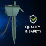 V-TAC 3m pikendus/adapter 4 pistikupesaga, IP44, 16A, 3500W, AC:230V, roheline, sobib välitingimustes kasutamiseks.