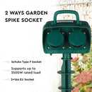 V-TAC 3m Pagarinātājs/sadalītājs ar 2 ligzdām, IP44, 16A, 3500W, AC:230V, zaļš, ar taimeri, piemērots lietošanai ārā