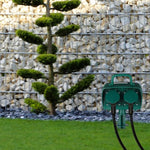 V-TAC 3m pikendus/adapter 2 pistikupesaga, IP44, 16A, 3500W, AC:230V, roheline, ajamiga, sobib välitingimustes kasutamiseks.