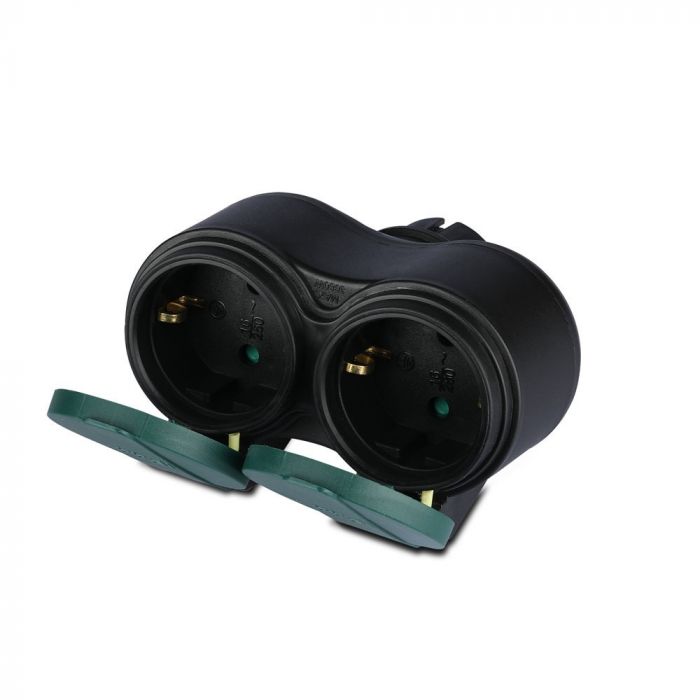 Adapteris 2 ligzdām, 3680W 16A , IP44, V-TAC