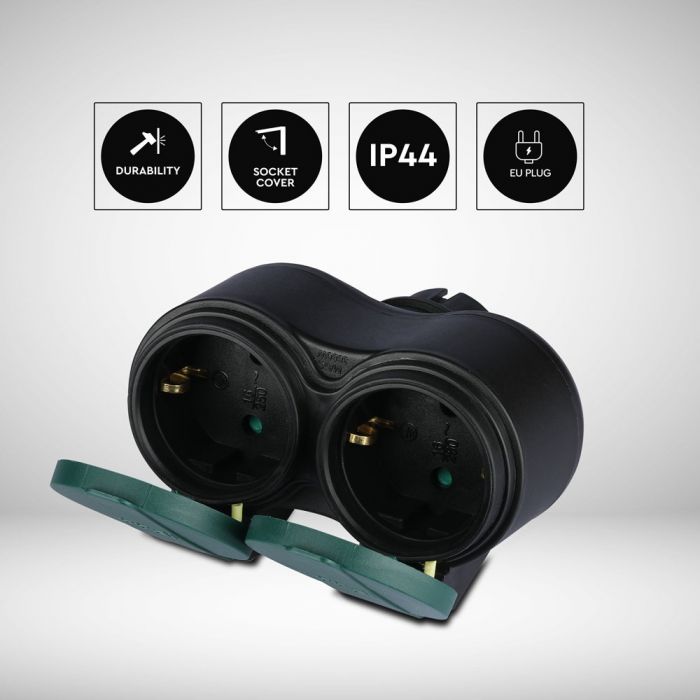 Адаптер для 2 розеток, 3680 Вт 16A, IP44, V-TAC