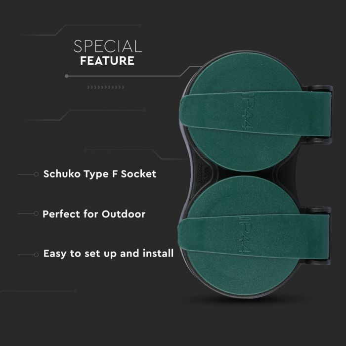 Adapter for 2 sockets, 3680W 16A, IP44, V-TAC