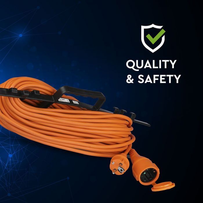 30m Extension cord, 1 socket, IP44 16A 230V 3500W, IP44, V-TAC