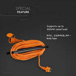 15m Extension cord, 1 socket, IP44 16A 230V 3500W, IP44, V-TAC