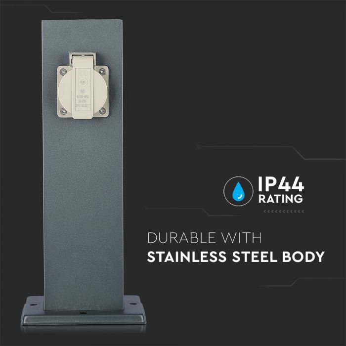 V-TAC Schuko jaotur 2 pistikupesaga, 2x16A, IP44, tumehall, Max 3680W