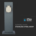 V-TAC Schuko type distributor with 2 sockets, 2x16A, IP44, dark grey, Max 3680W