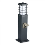 V-TAC dārza laterna ar divvirzienu kontaktligzdu, 2x16A, IP44, atbalsta LED spuldzes līdz 13W (spuldze nav iekļauta komplektā), tumši pelēks