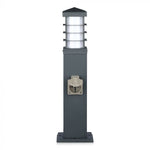 V-TAC dārza laterna ar divvirzienu kontaktligzdu, 2x16A, IP44, atbalsta LED spuldzes līdz 13W (spuldze nav iekļauta komplektā), tumši pelēks