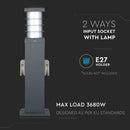 V-TAC aiavalgusti kahesuunalise pistikupesaga, 2x16A, IP44, toetab LED-pirne kuni 13W (pirn ei kuulu komplekti), tumehall.