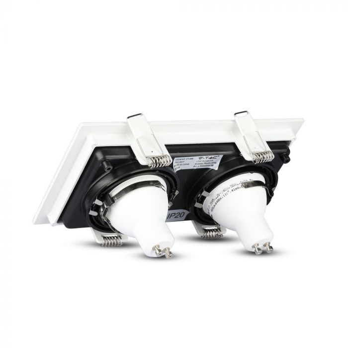 2xGU10 infälld ram/armatur, justerbar inverteringsriktning, kvadratisk, 185x100x45mm, infälld. Dimm. 175x92mm, svart/vit, V-TAC