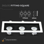 3xGU10 recessed frame/fixture, adjustable light direction, square, 270x100x45mm, recessed. 256x85mm, black/white, V-TAC