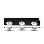 3xGU10 recessed frame/fixture, adjustable light direction, square, 270x100x45mm, recessed. 256x85mm, black/white, V-TAC