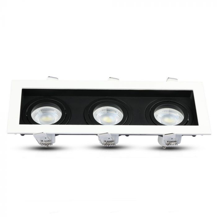 3xGU10 recessed frame/fixture, adjustable light direction, square, 270x100x45mm, recessed. 256x85mm, black/white, V-TAC
