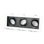 3xGU10 recessed frame/fixture, adjustable light direction, square, 270x100x45mm, recessed. 256x85mm, black/white, V-TAC