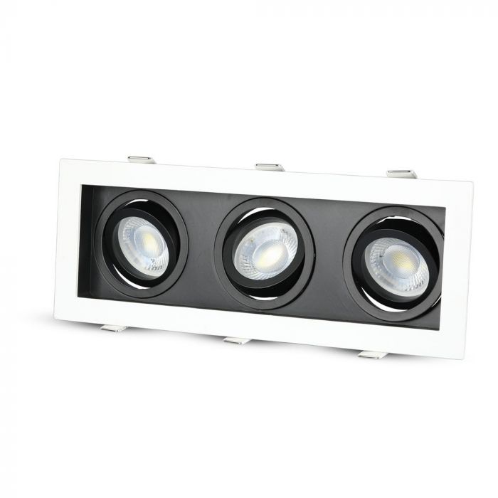 3xGU10 recessed frame/fixture, adjustable light direction, square, 270x100x45mm, recessed. 256x85mm, black/white, V-TAC