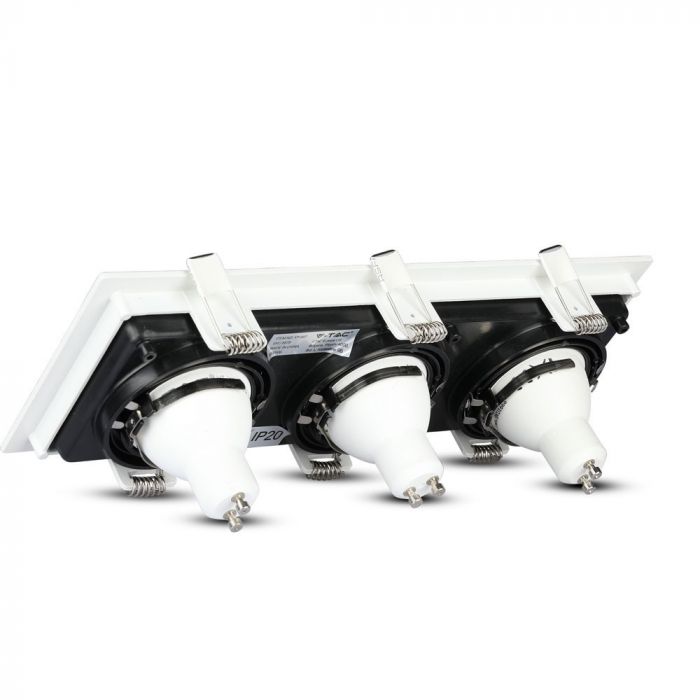 3xGU10 recessed frame/fixture, adjustable light direction, square, 270x100x45mm, recessed. 256x85mm, black/white, V-TAC