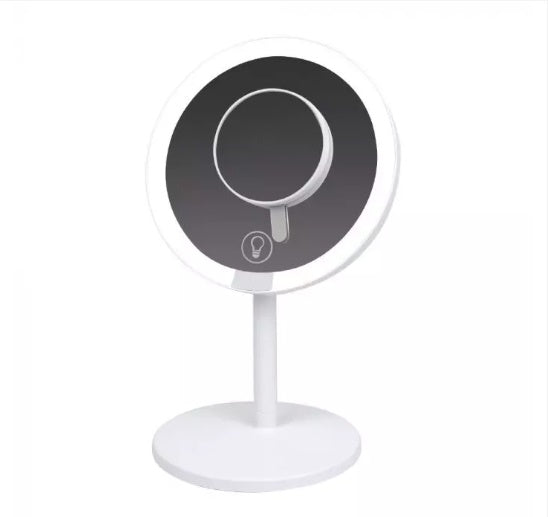 8931 kods_5W(80Lm) LED Make-up Spogulis ar skārienjūtīgu dimmējamu  slēdzi, lādētāju, 5V 1A, dimmējams, auksti balta gaisma 6000-6500K,diametrs 20cm