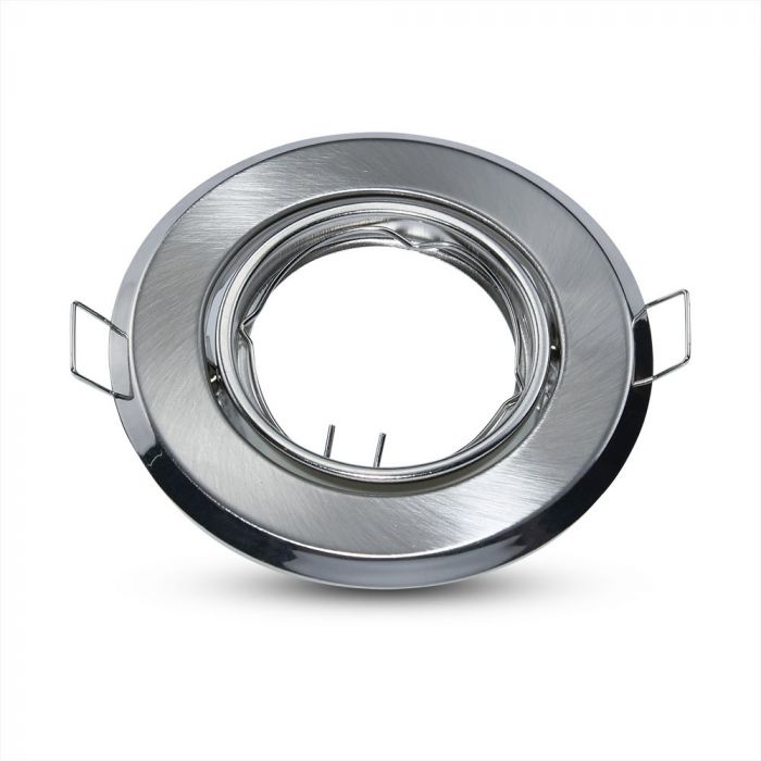 GU10 infälld ram/armatur, 2 st, rund form, justerbar ljusriktning, Ø93X27mm, infälld Ø70mm, satin nickel, V-TAC