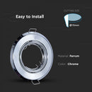 GU10 recessed frame/fixture, 2 pcs, round shape, adjustable light direction, Ø93X27mm, recessed Ø70mm, chrome-plated, V-TAC