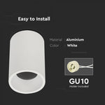 GU10 Glödlampshus, vit, V-TAC, 70 x 107 mm, max 35W, IP20