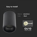 Рамка для лампы GU10, черная, V-TAC, макс. 35 Вт, IP20