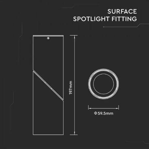 GU10 Laepealne valgusti, must, 197 x Ø59,5 mm, Max 35W, V-TAC