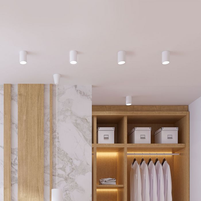 GU10 spuldžu karkass, apaļš, balts, Ø60 x 100mm, max35W, IP20, V-TAC