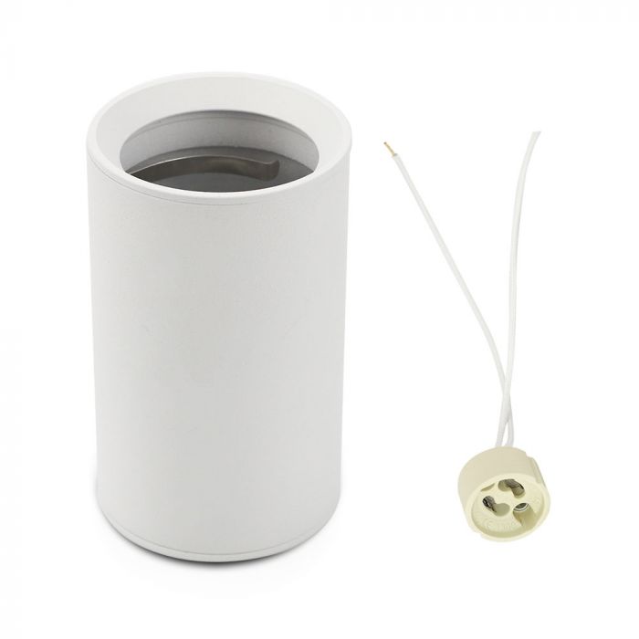 GU10 spuldžu karkass, apaļš, balts, Ø60 x 100mm, max35W, IP20, V-TAC