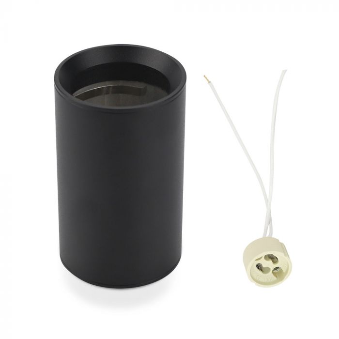 GU10 spuldžu karkass, apaļš, melns, Ø60 x 100mm, max35W, IP20, V-TAC