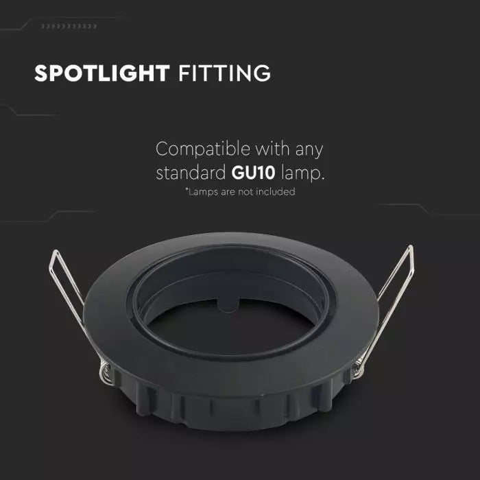 GU10 recessed frame/fixture, round, adjustable lighting angle, Ø82X25 mm, recessed Ø74 mm, black, V-TAC