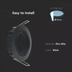 GU10 recessed frame/fixture, round, adjustable lighting angle, Ø82X25 mm, recessed Ø74 mm, black, V-TAC