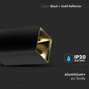 GU10 infälld ram/armatur, IP20, fyrkantig, svart/guld, 74 x 74 x 140 mm, max 35W, V-TAC