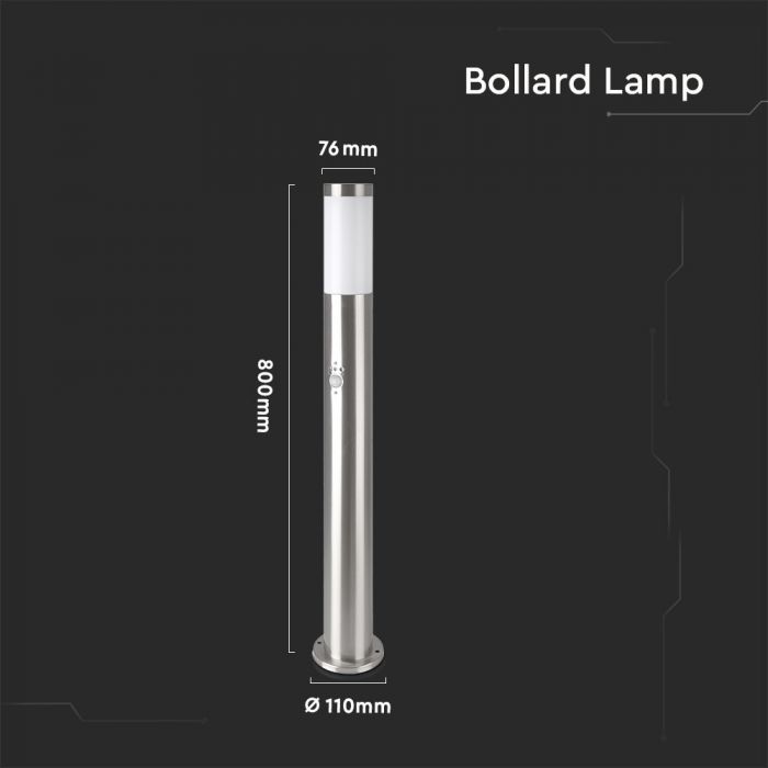 V-TAC utanpåliggande armatur med PIR-sensor och 1xE27 LED-lampa (glödlampa ingår ej), satin nickel, IP44
