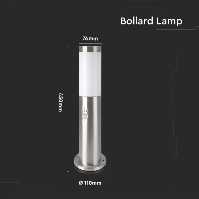 V-TAC utanpåliggande armatur med rörelsesensor, 1xE27 LED-lampa (glödlampa ingår ej), satin nickel, IP44